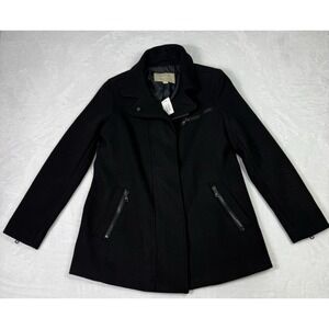 Banana Republic Jacket Womens P XS Black Wool Blend Moto Coat NWT